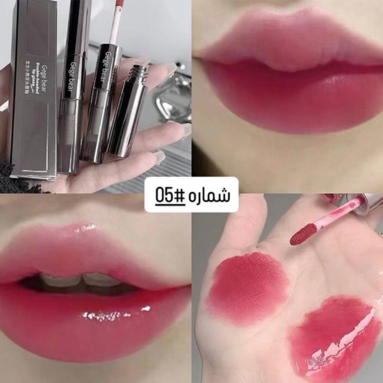 لیپ گلاس و رژلب مخملی دو طرفه جی جی بیر Gege Bear double-headed lip glaze